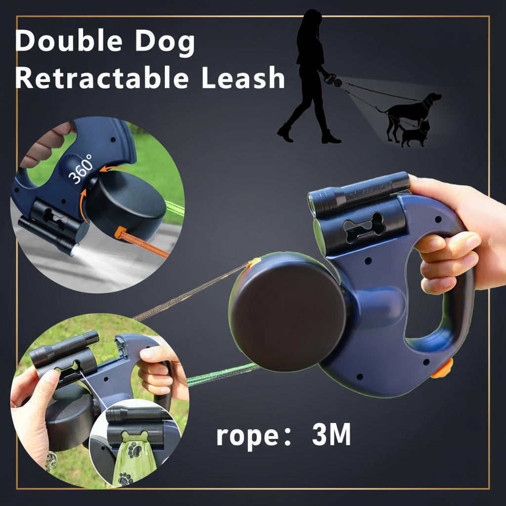 dog walking at night with led leash