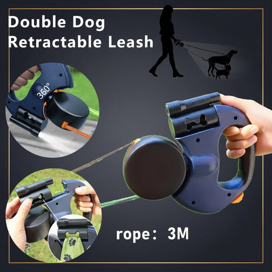 dog walking at night with led leash
