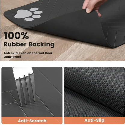 DryPaws mat tilted after water pour showing no drips or runoff from the absorbent top layer