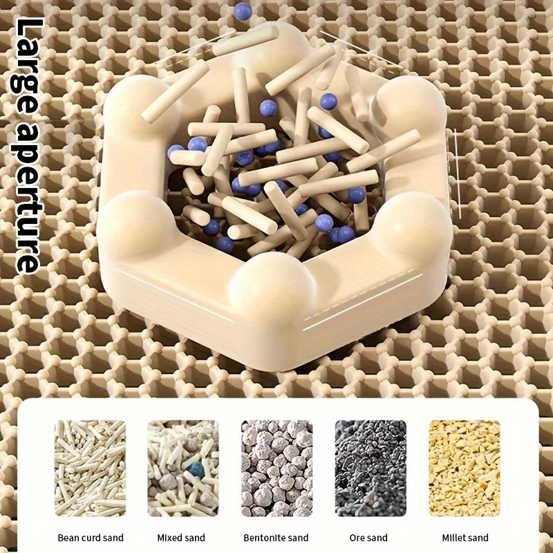 Beige sand tray with blue and white sand on a textured surface, labeled 'Large aperture'.