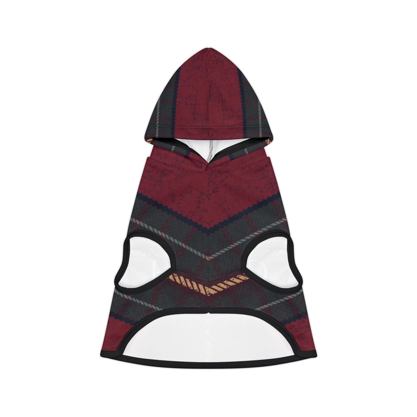 OATH dog hoodie showing detailed tartan pattern
