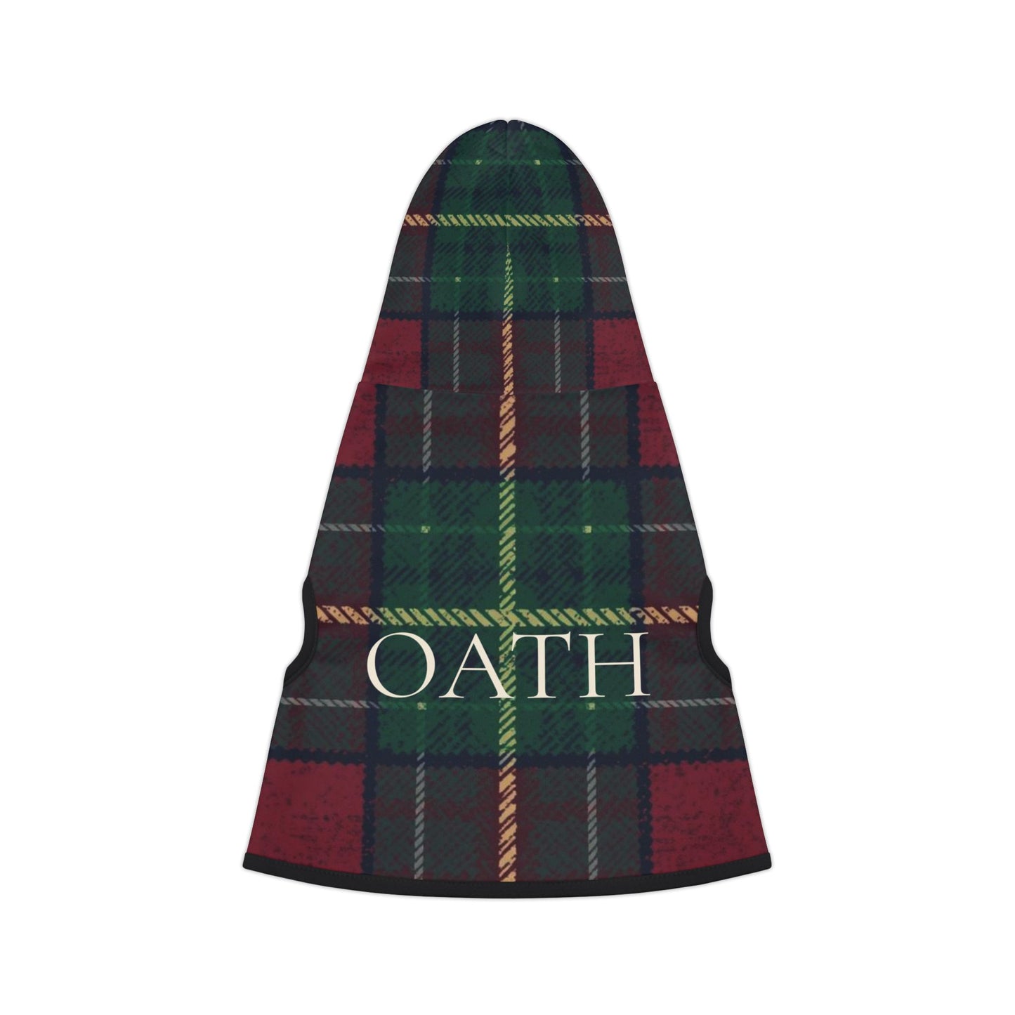 Stylish dog wearing OATH heritage hoodie