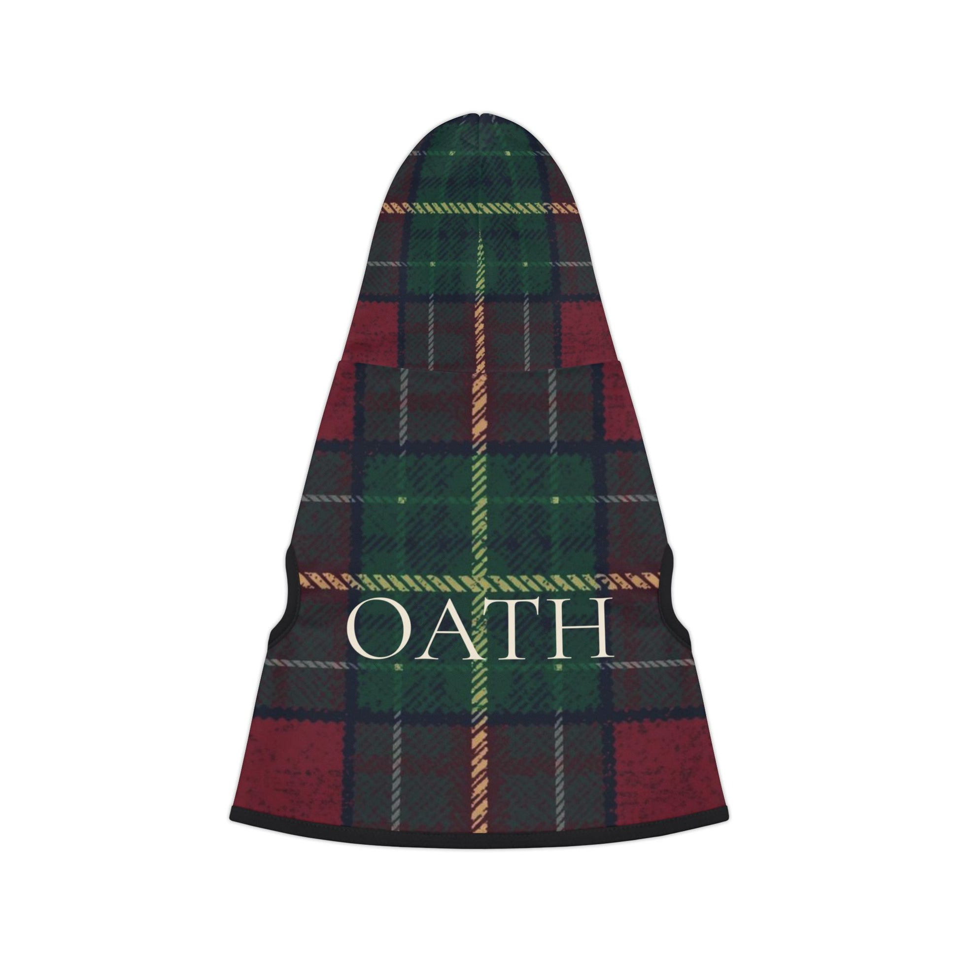 Stylish dog wearing OATH heritage hoodie