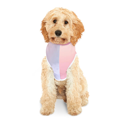 Close-up of pastel pink and lavender pet hoodie fabric