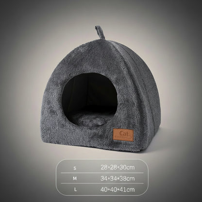 Three PawHaven igloo cat cave beds in Small, Medium, and Large sizes arranged side by side for size comparison