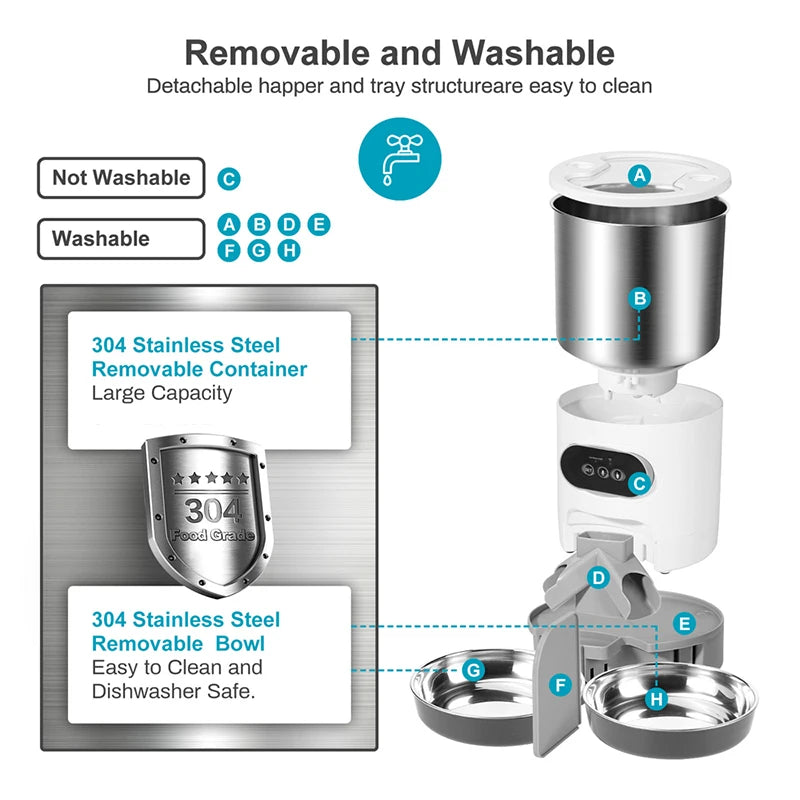 Cat eating from WiFi-enabled automatic smart feeder
