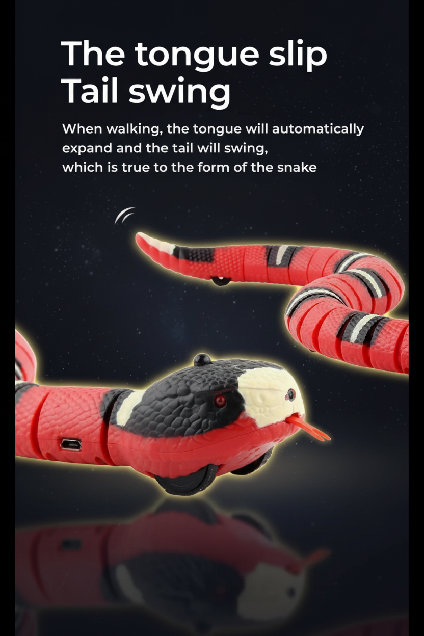 Underside of PawSnake™ smart cat toy showing dual wear-resistant drive wheels that power S-shape crawling movement on hard floors