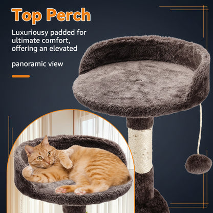 Close-up of a natural sisal scratching post, 7cm diameter, on a cat tree tower