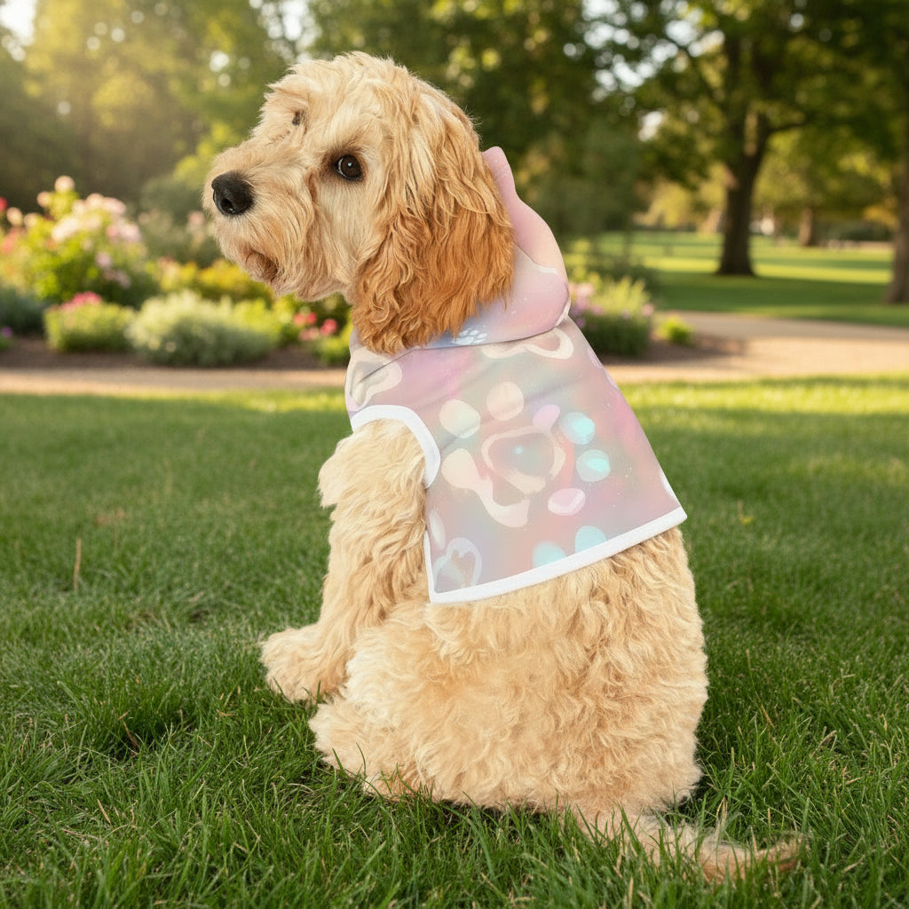 Pastel paw print hoodie designed for medium sized dogs
