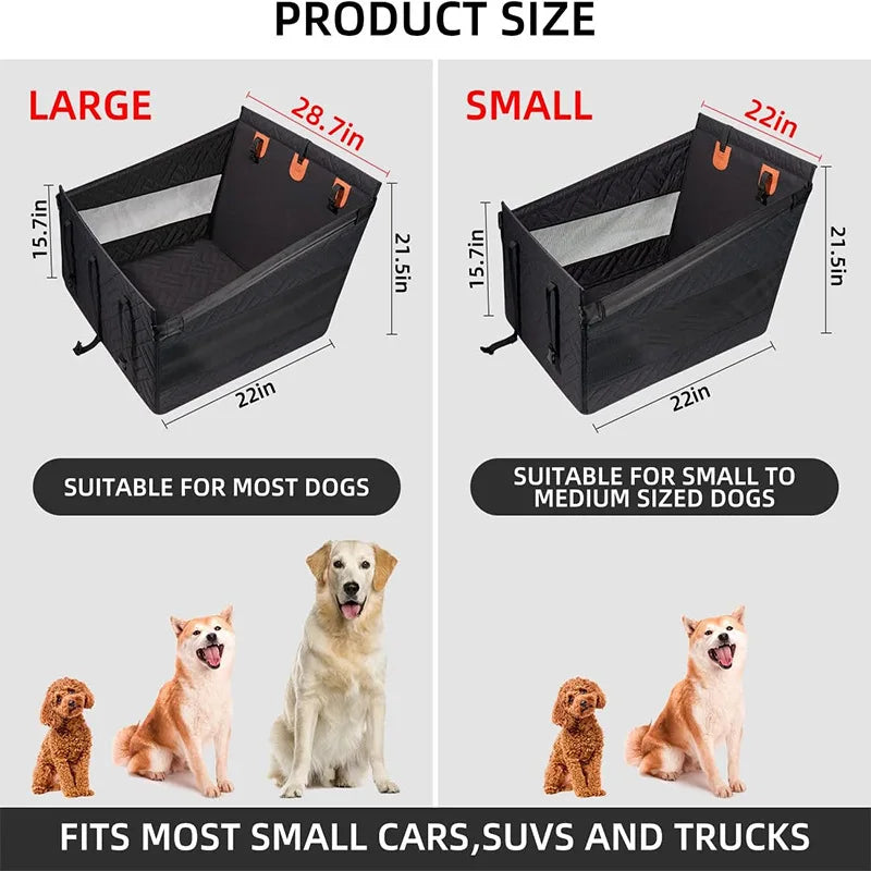 Padded waterproof dog car seat with strong straps for stability