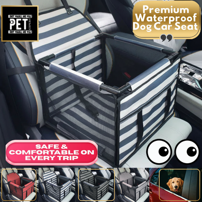 PupRide water-resistant dog car booster seat in grey, front studio shot on white background
