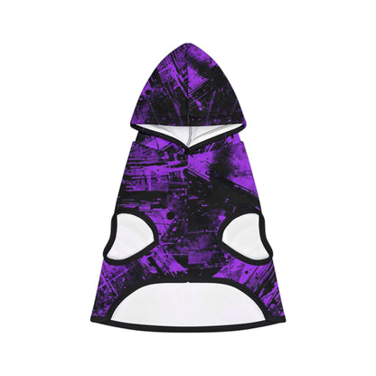 Close-up of flowing purple grunge texture on pet hoodie
