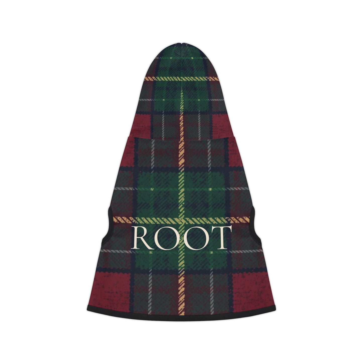 ROOT lettering detail on premium dog hoodie