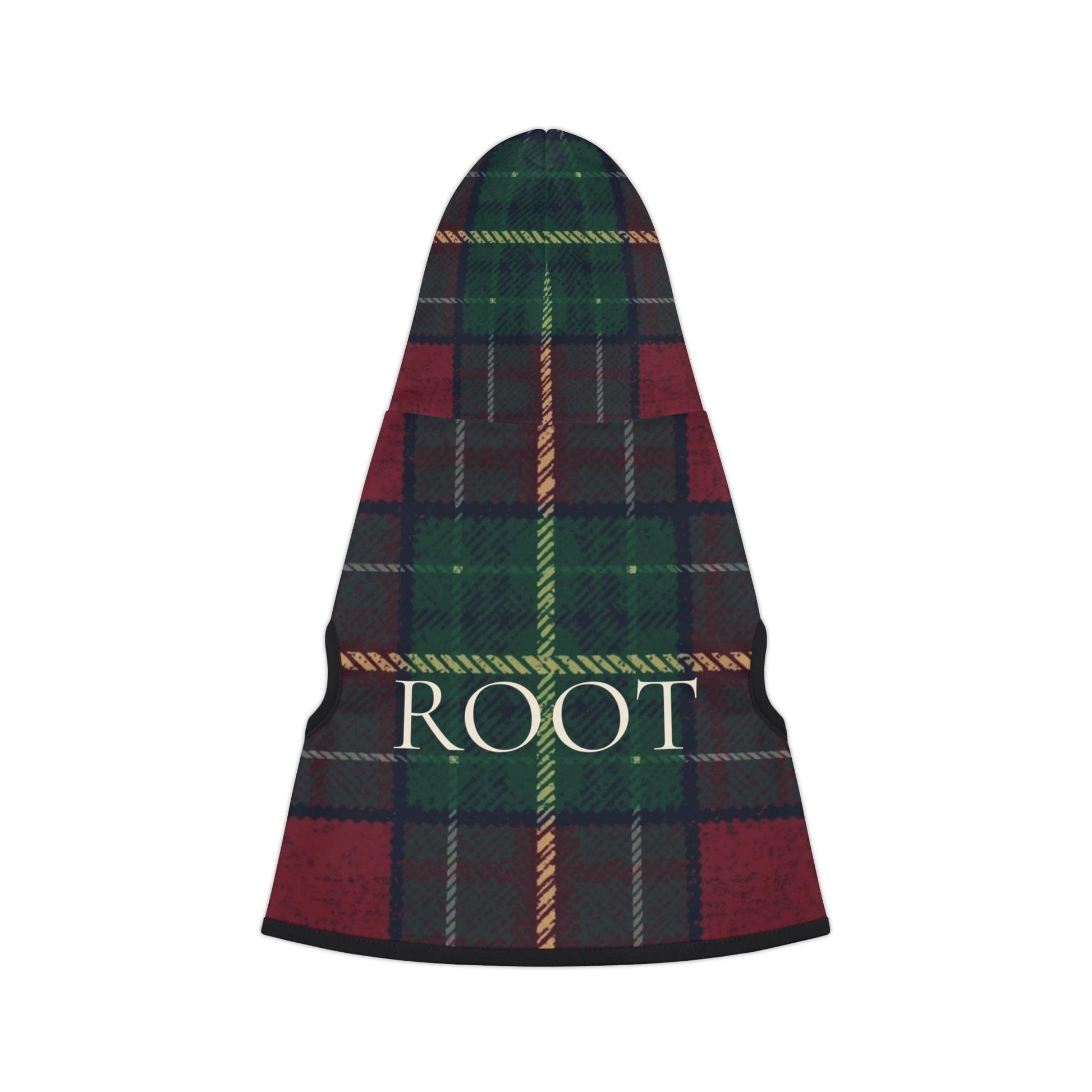 ROOT lettering detail on premium dog hoodie