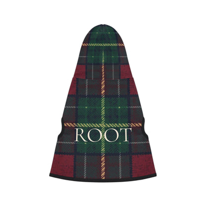 ROOT lettering detail on premium dog hoodie