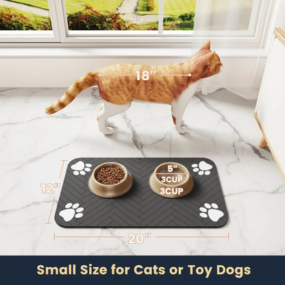 Close-up of rubber non-slip backing on underside of DryPaws absorbent pet feeding mat