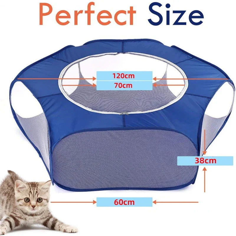 Snifwagglenwalk™ Portable Small Pet Cage: Transparent Cat and Dog Cage Tent. - Sniff Waggle And Walk