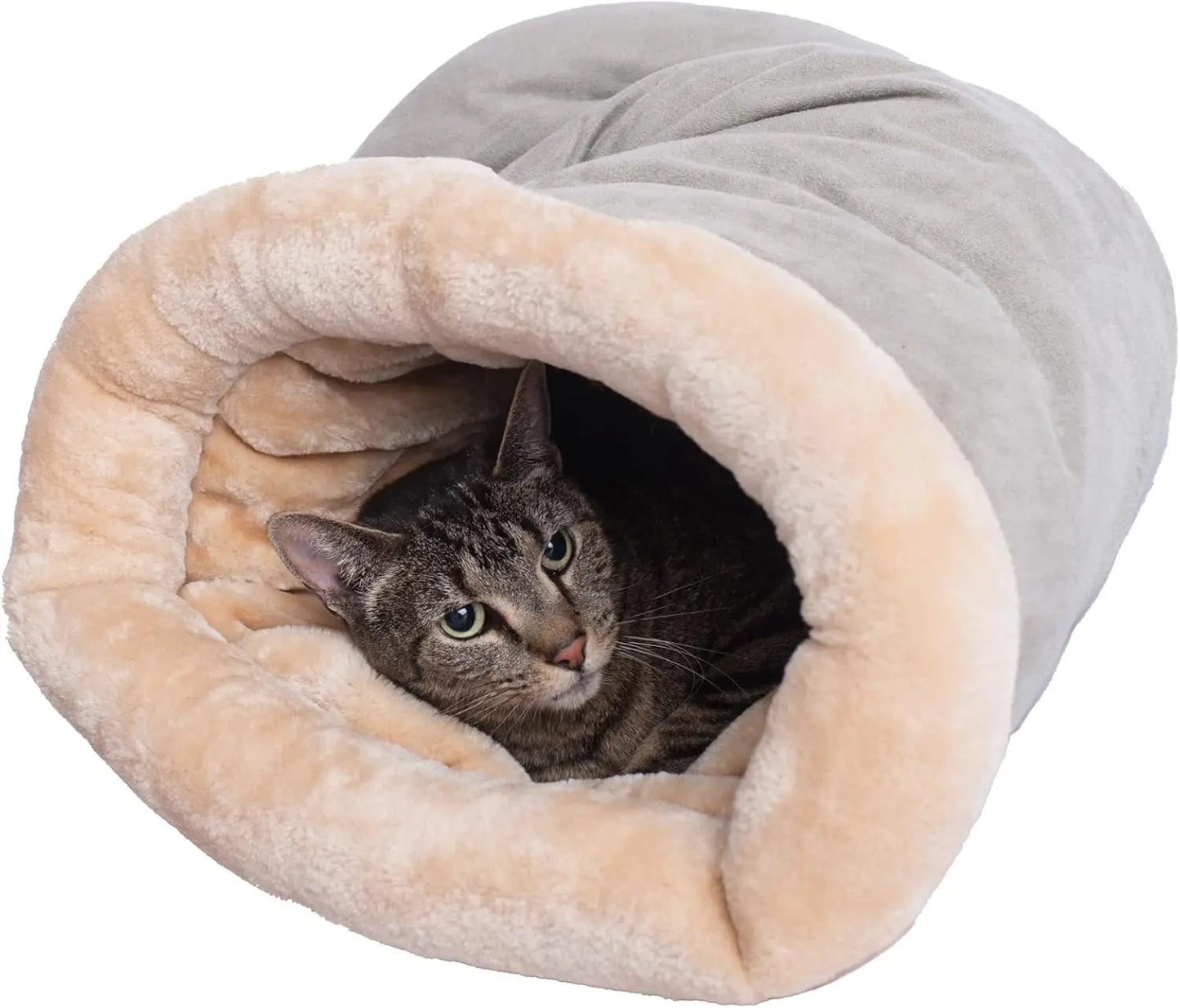 Coffee brown cat sleeping bag, cosy winter hideaway for felines