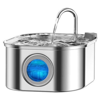 PawBrook™ Stainless Steel Cat Water Fountain — 3.2L, Sensor-Activated, Quiet, Water-Level Window