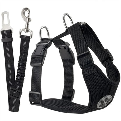 Adjustable dog car safety harness with breathable mesh vest