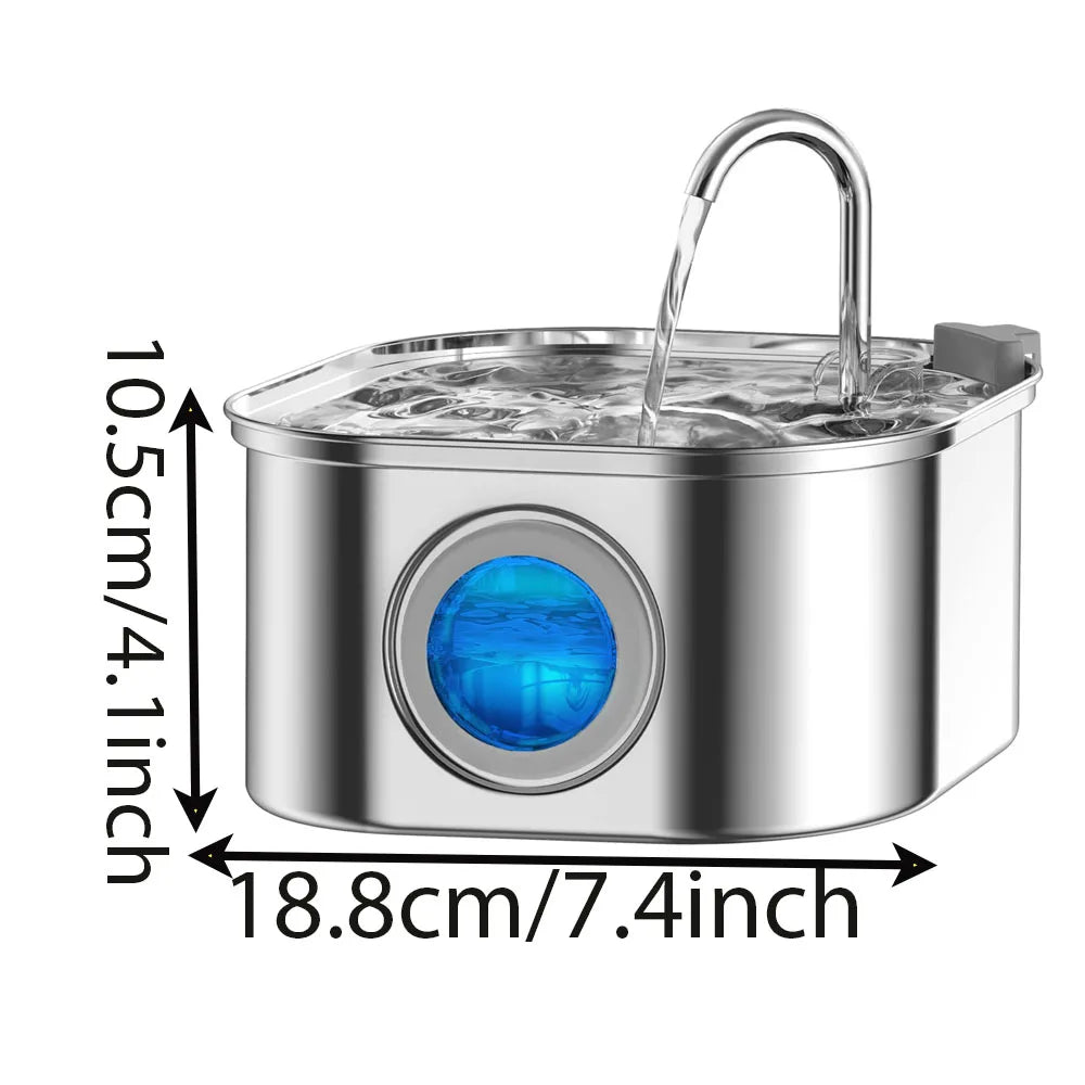 PawBrook™ Stainless Steel Cat Water Fountain — 3.2L, Sensor-Activated, Quiet, Water-Level Window