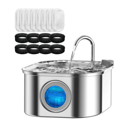 PawBrook™ Stainless Steel Cat Water Fountain — 3.2L, Sensor-Activated, Quiet, Water-Level Window