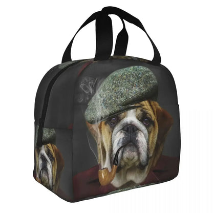 SniffWaggleNWalk™️! Funny British Dog English Bulldog Lunch Box tote bag. - Sniff Waggle And Walk