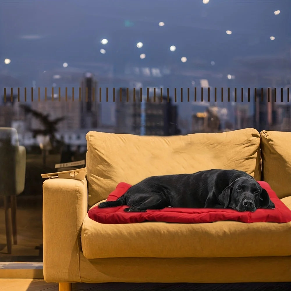 Anti-slip pet bed cushion in red, weather-resistant dog mat