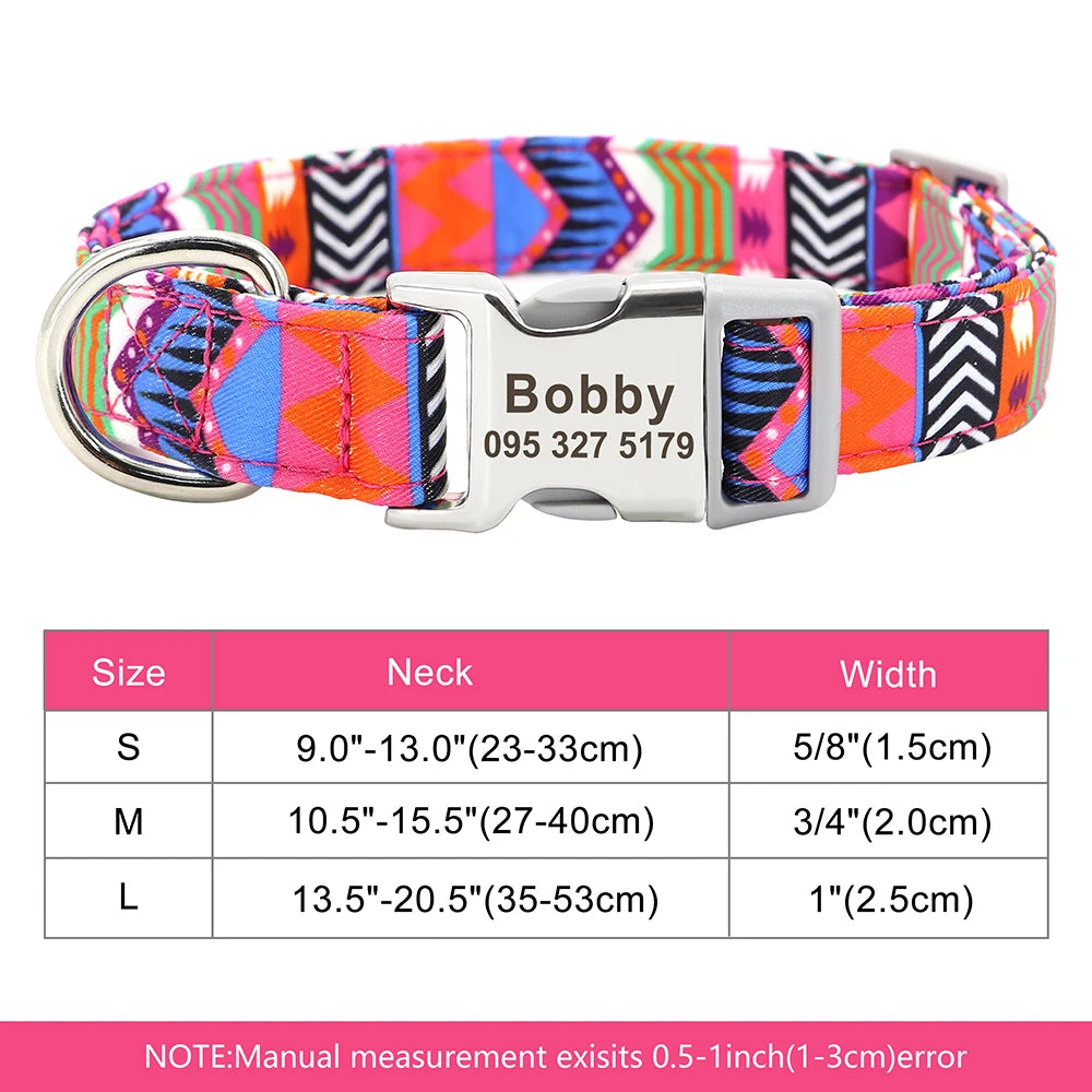 NameTag personalised dog collar dark teal Aztec pattern product shot