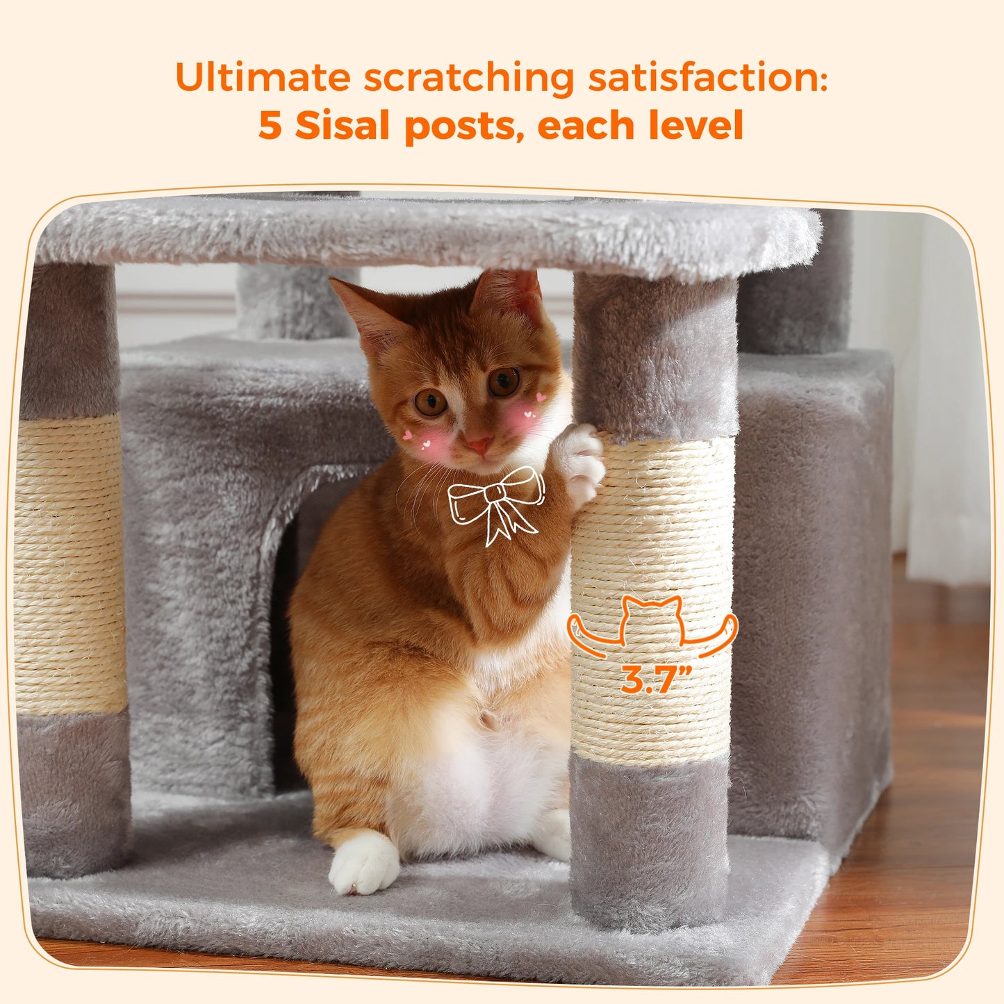 Custom 72” Premium Cat Tree Tower for Large Breeds – Exclusive Luxury Playground for Scratching, Climbing & Napping-Sniffwaggleandwalk™