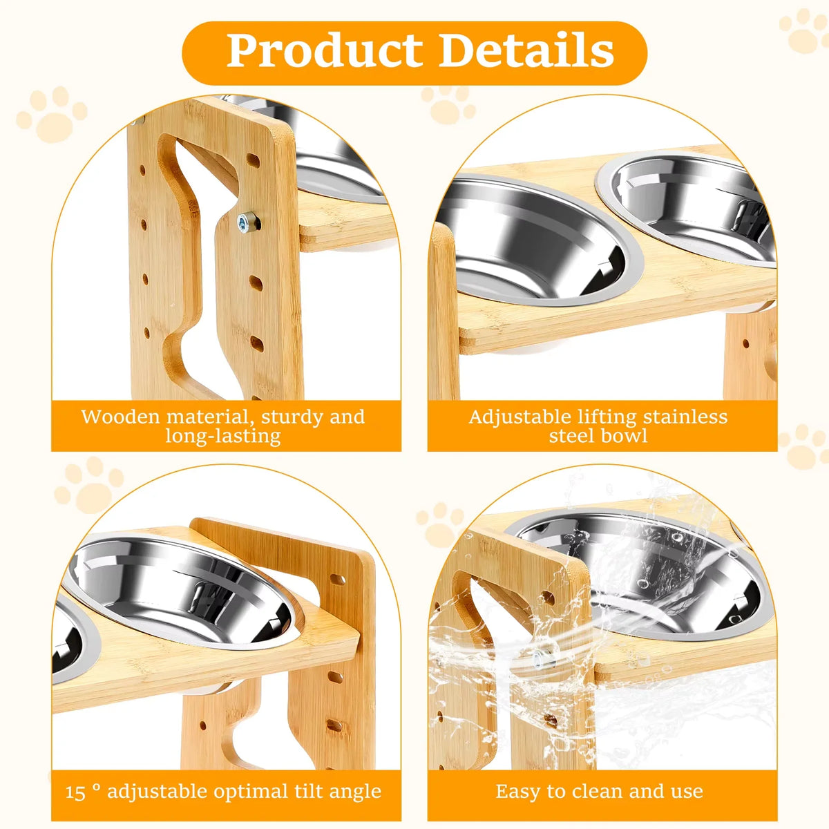 Raised pet feeder with anti-slip feet