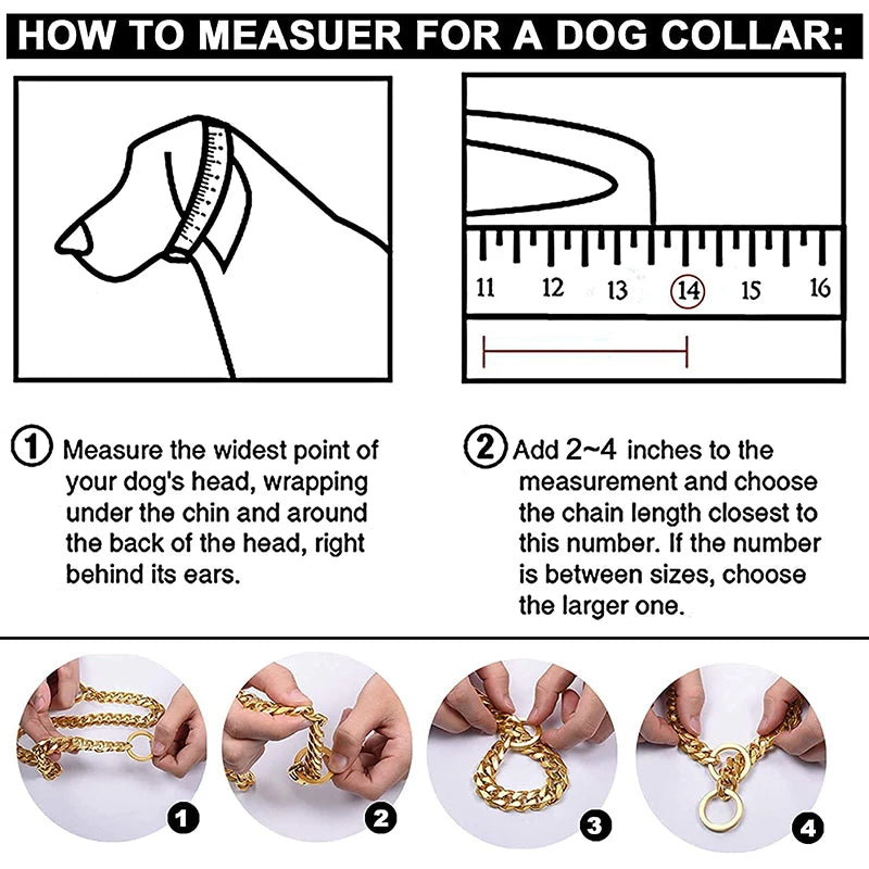 CubanLink™ gold 18K plated Cuban link chain collar on Dobermann side profile