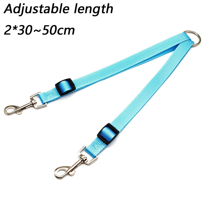 SniffWaggleNWalk TwinWalk™ fixed coupler in purple — two-dog Y-splitter with chrome hooks shown flat on white background