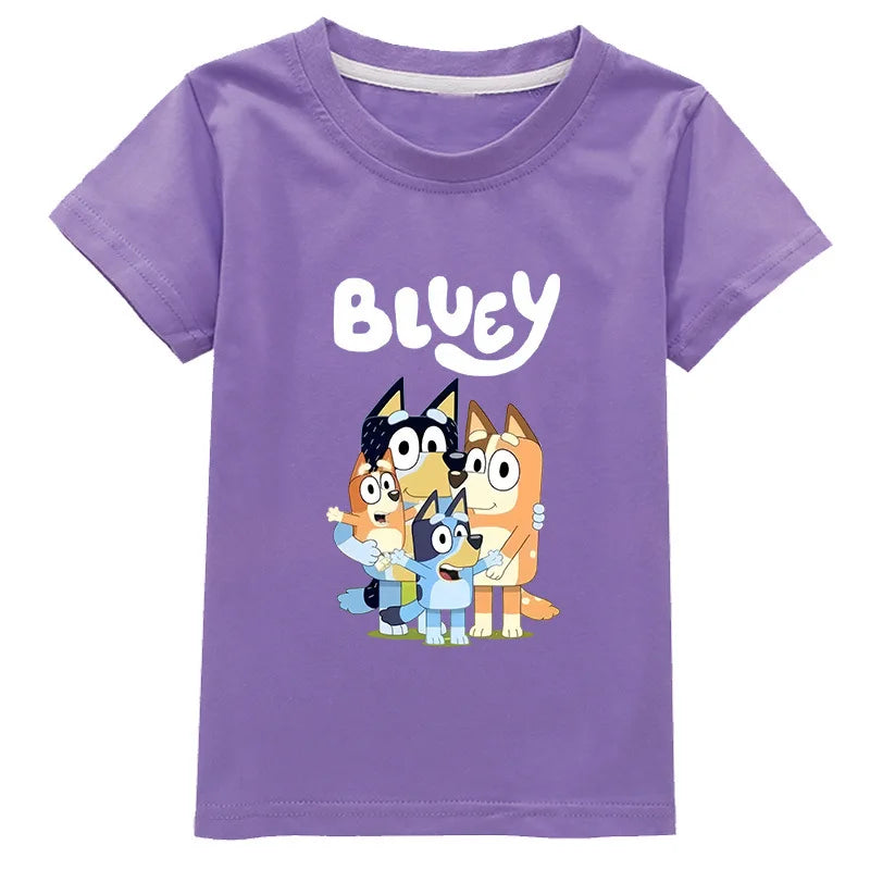 Blue Cartoon Dog Family baby t-shirt — lifestyle photo