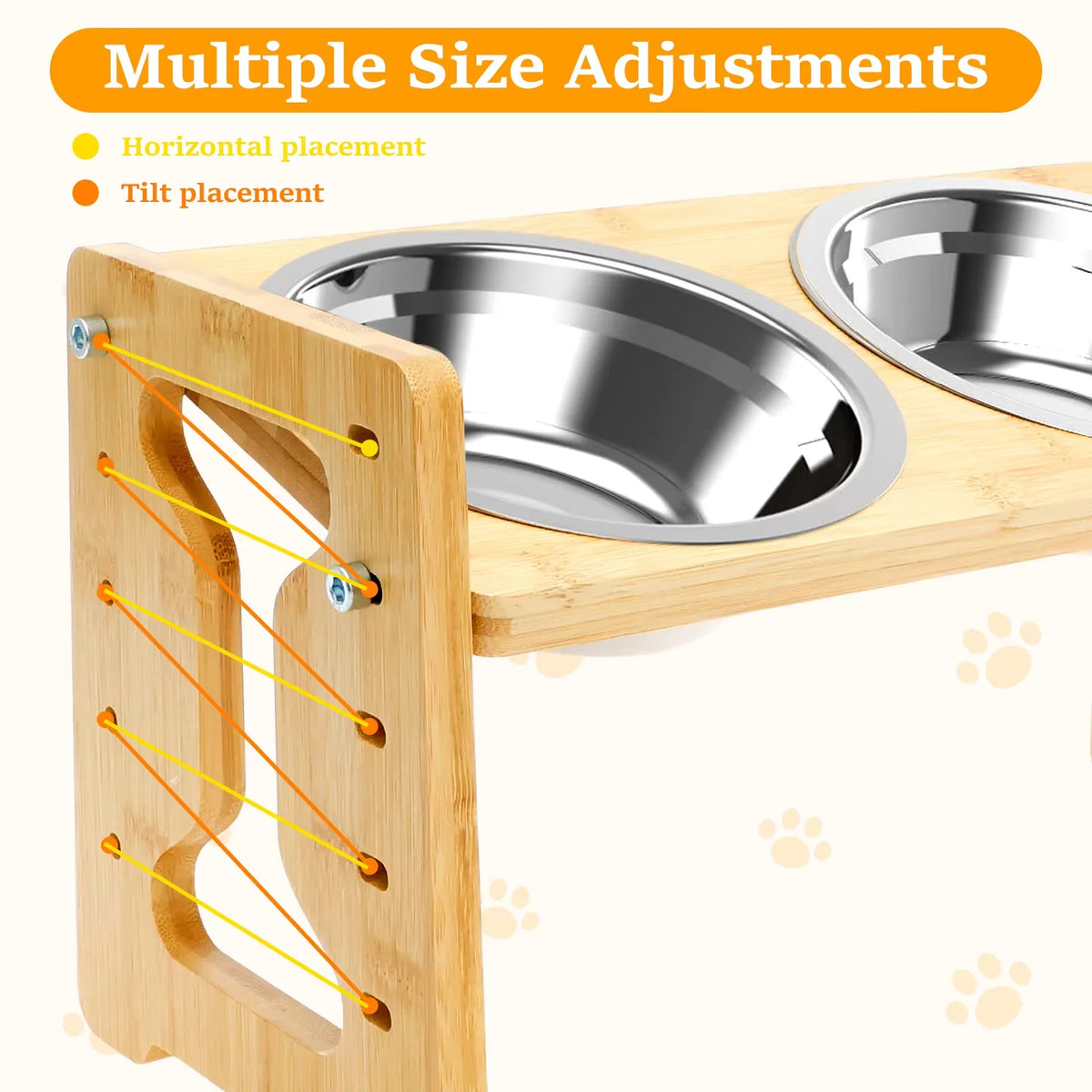 Wooden elevated pet feeder with 15 degree tilt
