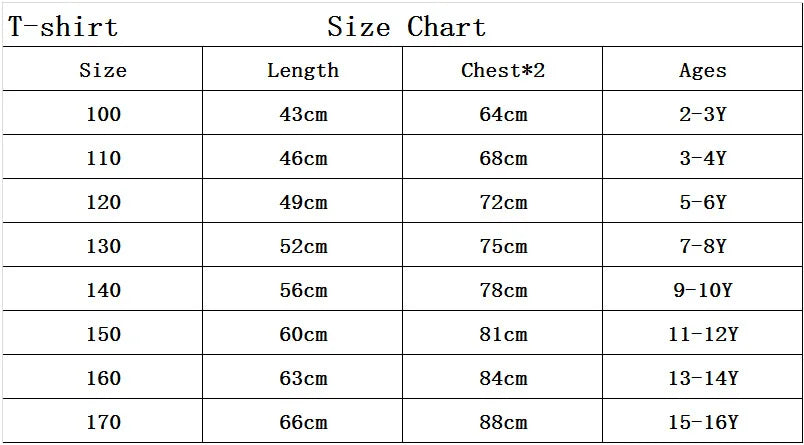 Blue Cartoon Dog Family baby t-shirt — size chart