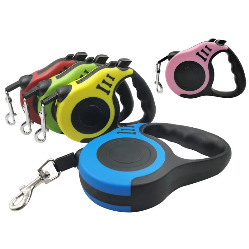 SniffWaggleNWalk RoamLine retractable dog lead in teal showing ergonomic handle with one-button lock and steel swivel clip