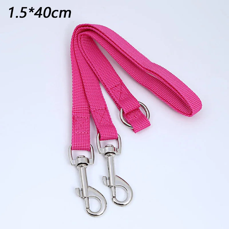 TwinWalk™ two-dog lead coupler lifestyle — dogs walking together on Y-splitter coupler showing natural walking position