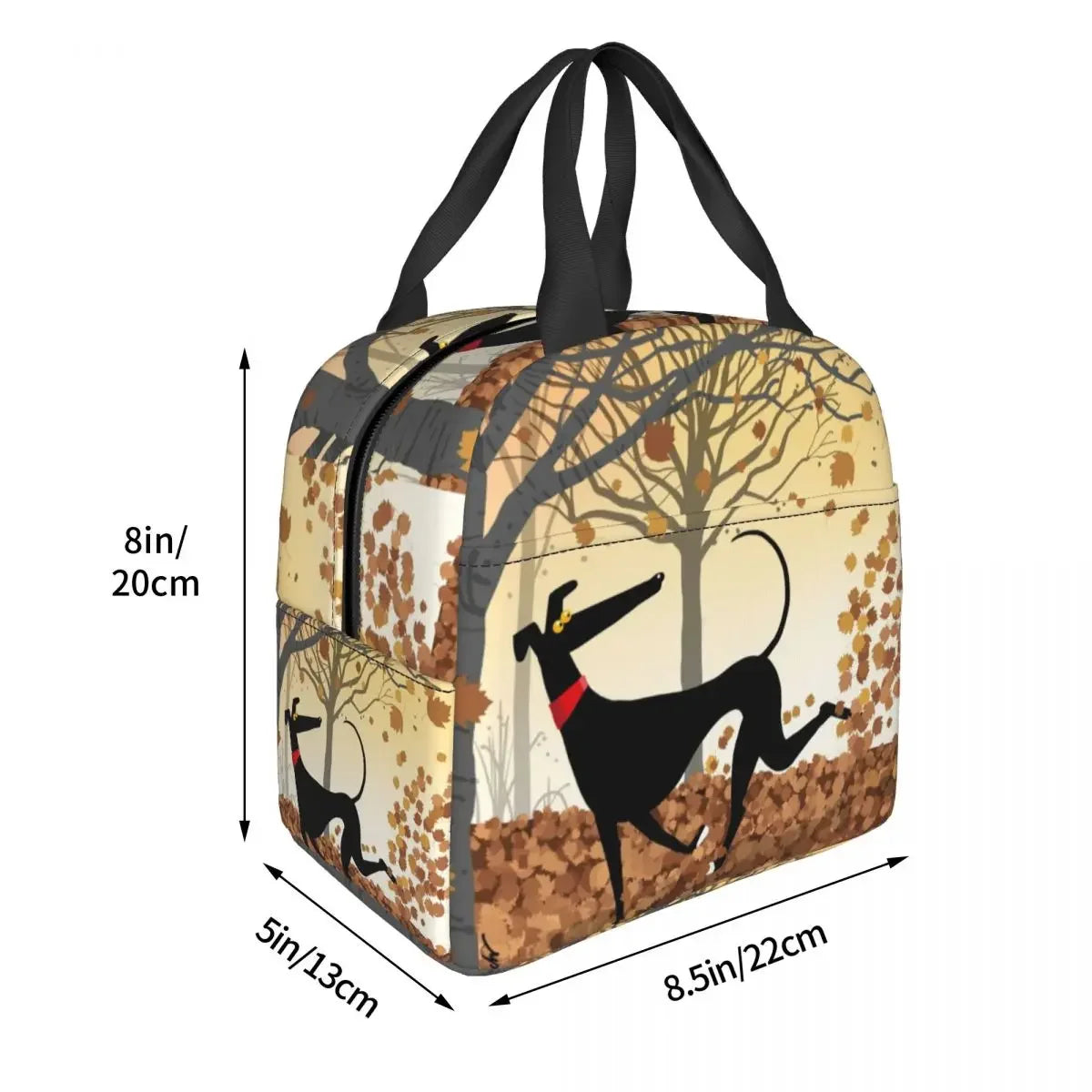 Greyhound whippet lurcher insulated lunch bag by SniffWaggleNWalk — unique gift for sighthound owners