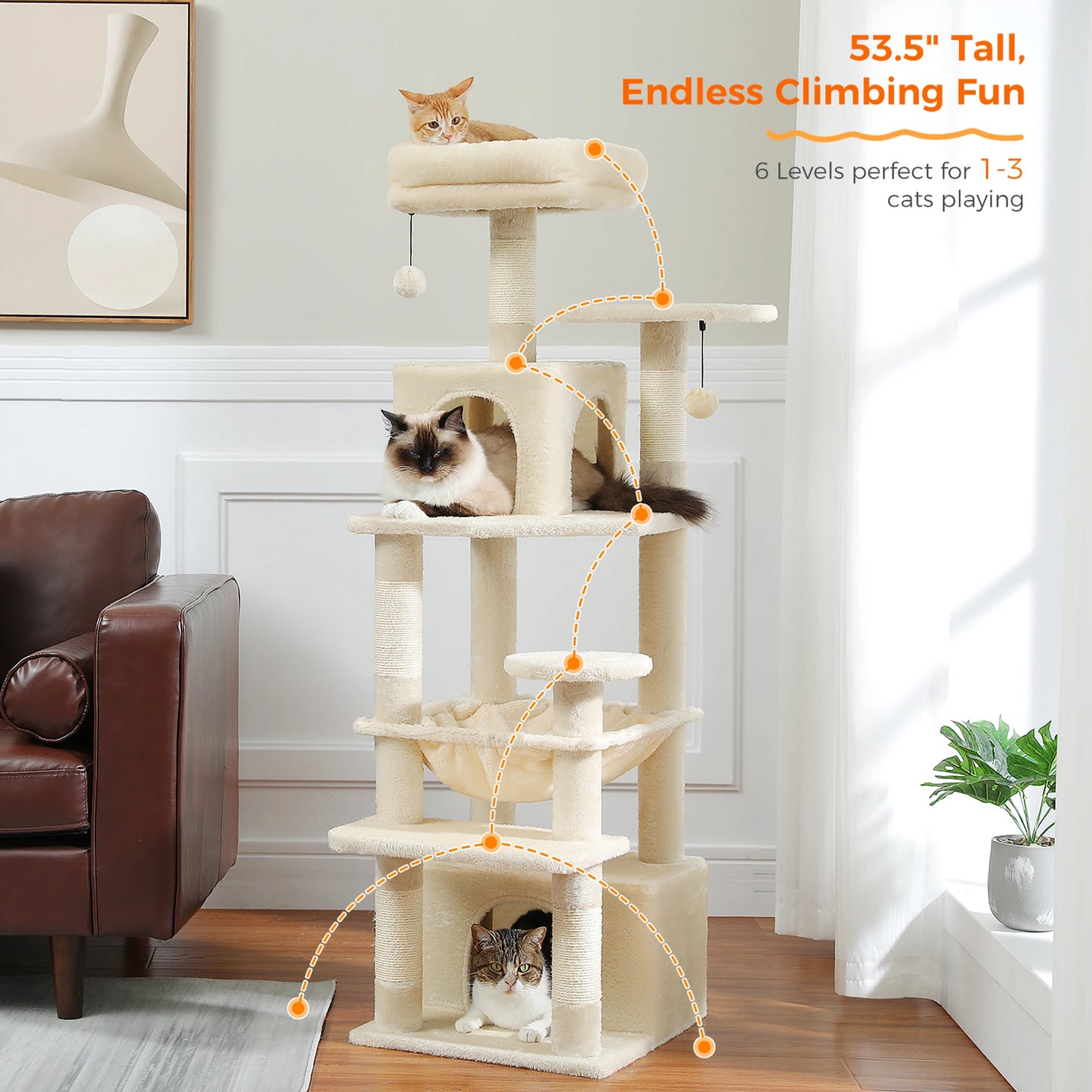 Custom 72” Premium Cat Tree Tower for Large Breeds – Exclusive Luxury Playground for Scratching, Climbing & Napping-Sniffwaggleandwalk™