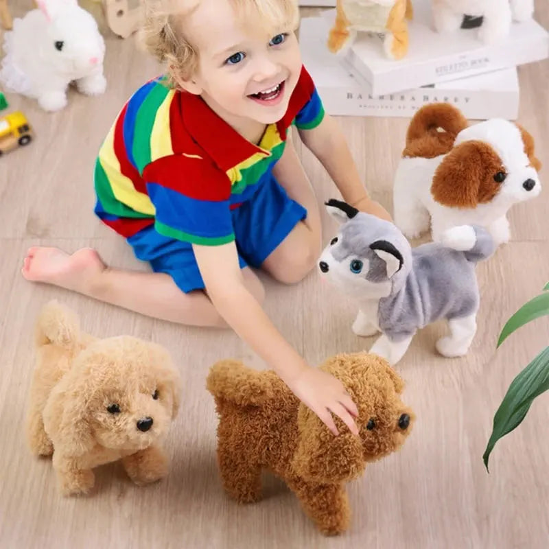 Corgi WoofWalker™ electronic plush walking puppy toy with traction lead and bell