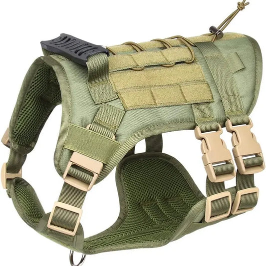 TactiVest™ tactical dog harness padded mesh lining, front D-ring and side quick-release buckles detail