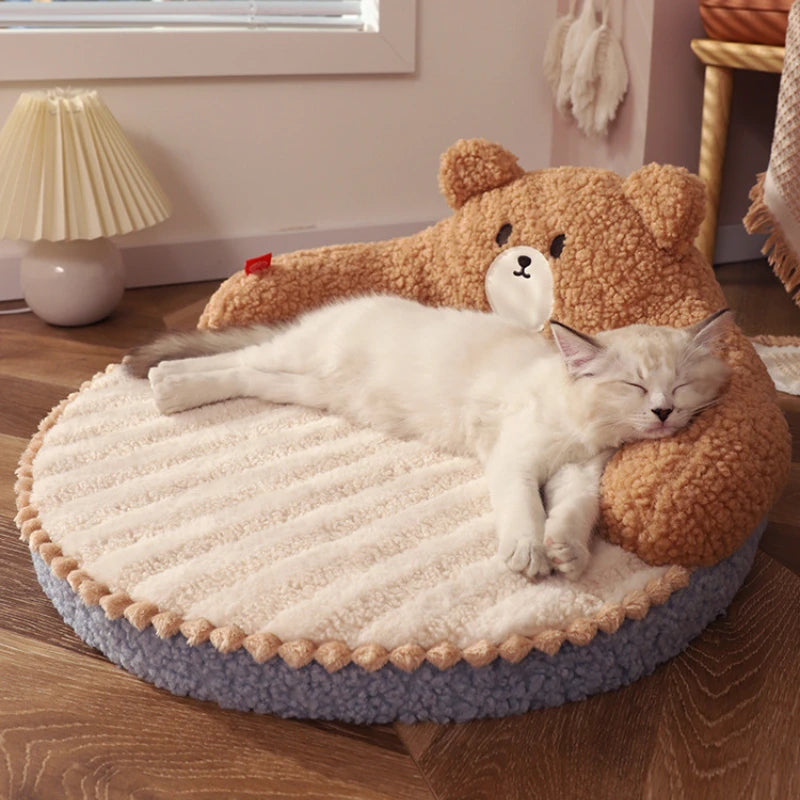 PoshPup HugNest™ hugging cat bed side view showing 22cm backrest height and cushioned base