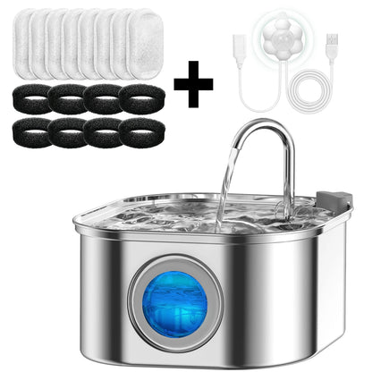 PawBrook™ Stainless Steel Cat Water Fountain — 3.2L, Sensor-Activated, Quiet, Water-Level Window