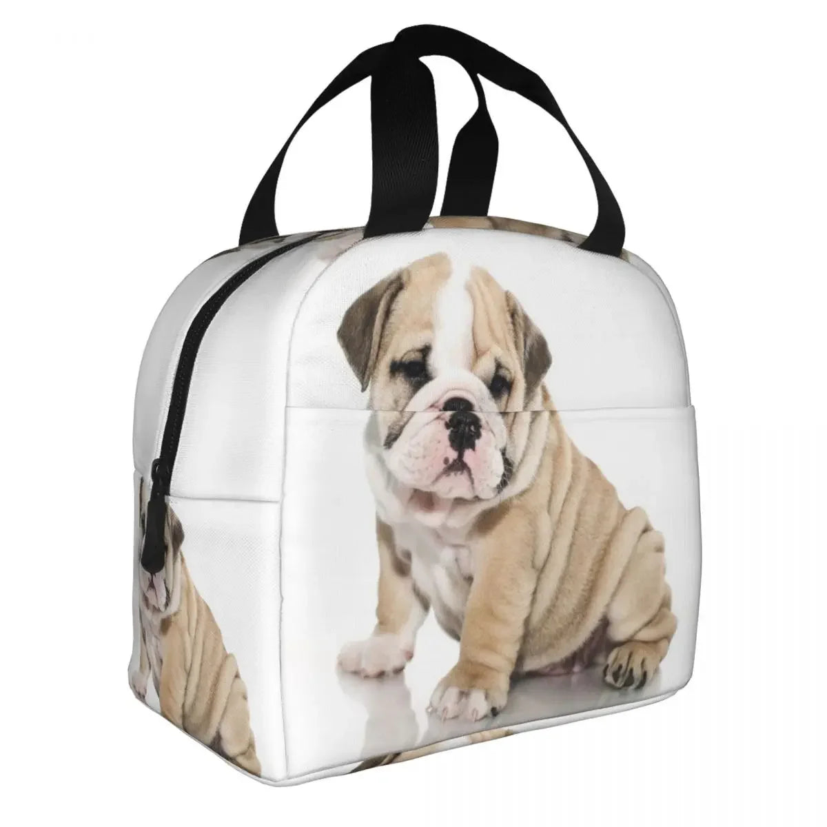 Funny English bulldog insulated lunch bag by SniffWaggleNWalk — unique gift for bulldog lovers and dog owners