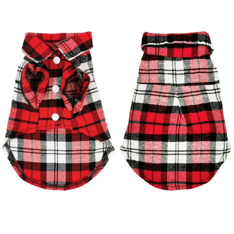 Sniffwagglenwalk™ Spring Summer Pet Shirt: British Style Plaid Dog Vest Clothes. - Sniff Waggle And Walk