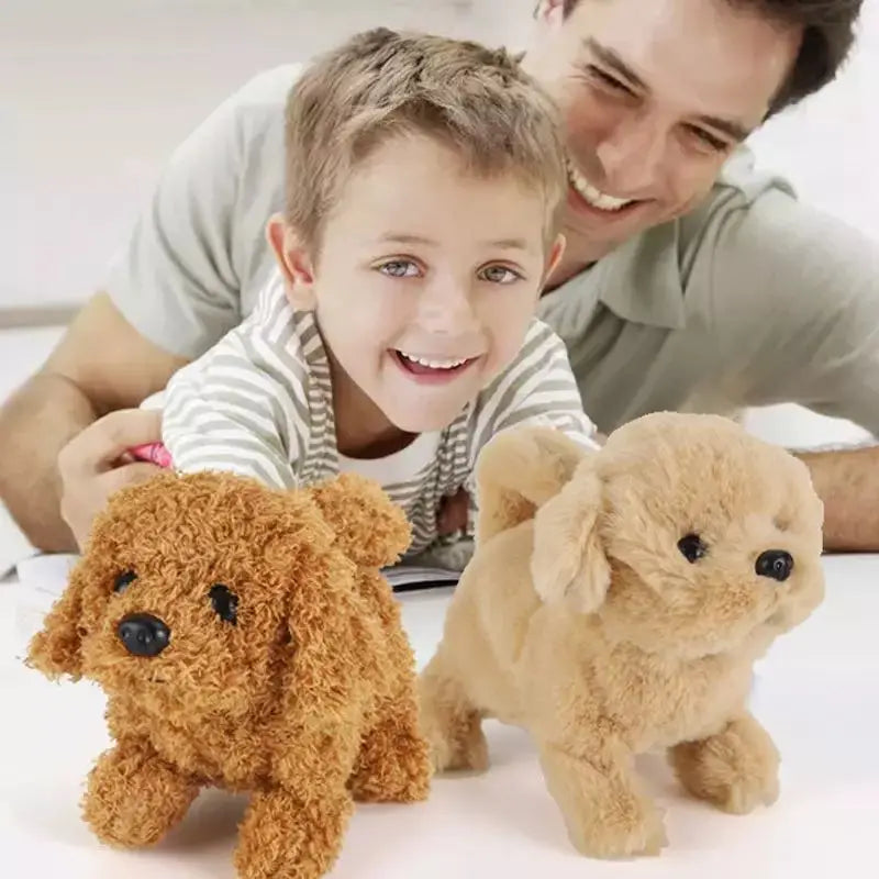 Curly brown teddy dog WoofWalker™ electronic plush puppy toy