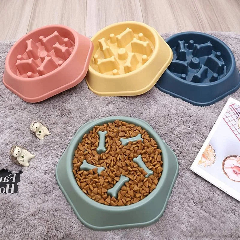 Slow eat plate bowl for medium dogs, anti-choke puzzle feeder