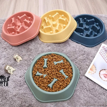 Slow eat plate bowl for medium dogs, anti-choke puzzle feeder