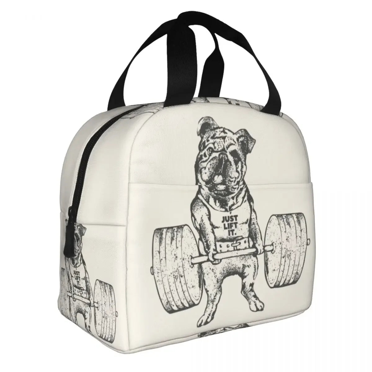 SniffWaggleNWalk™️! Funny British Dog English Bulldog Lunch Box tote bag. - Sniff Waggle And Walk